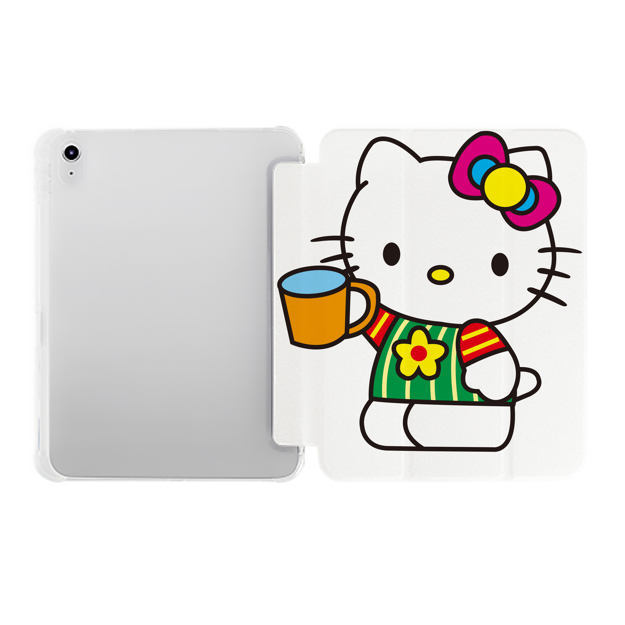 （画像用） Hello Kitty ハローキティ IPad ケース ペン収納付き 三つ折りスタンド PUレザー×シリコン 対応機種9.5/10.5/10.9インチ